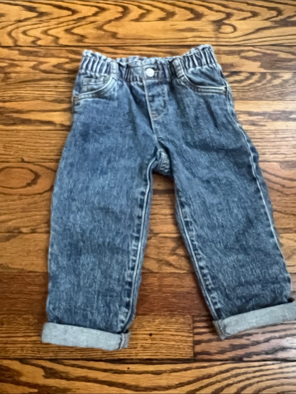 Cat & Jack Washed Blue Elastic-Waist Denim Pants